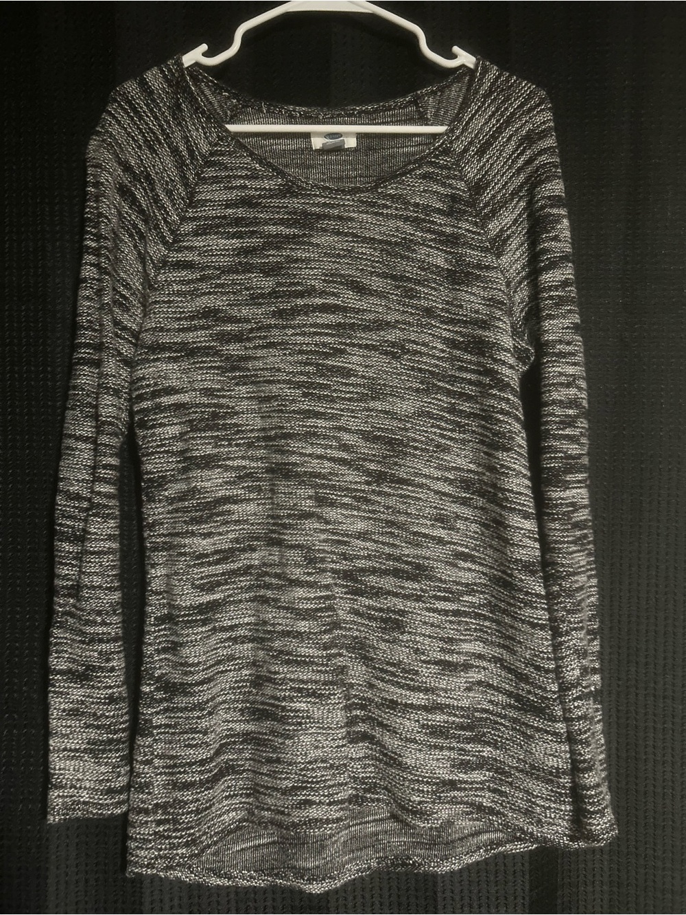 Old Navy Women’s Black & White Marled Scoop Neck Sweater